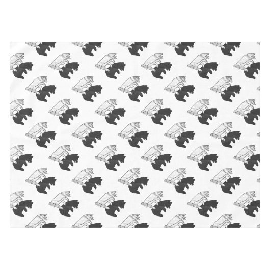 Bärchen-Hand-Silhouette Tischdecke (Vorderseite (Horizontal))
