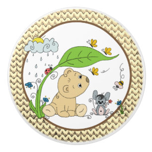 Bärchen im Regen Keramikknauf