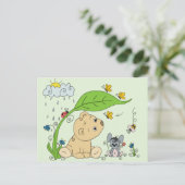 Bärchen im Regen Postkarte (Stehend Vorderseite)