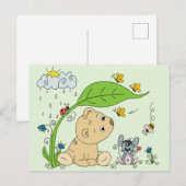 Bärchen im Regen Postkarte (Vorne/Hinten)