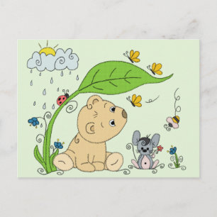 Bärchen im Regen Postkarte