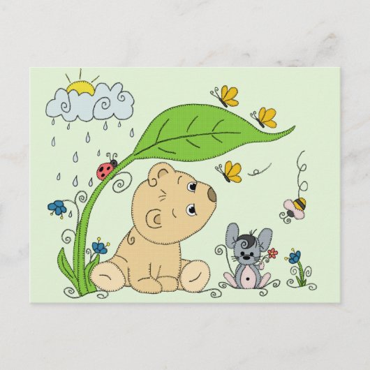Bärchen im Regen Postkarte (Vorderseite)
