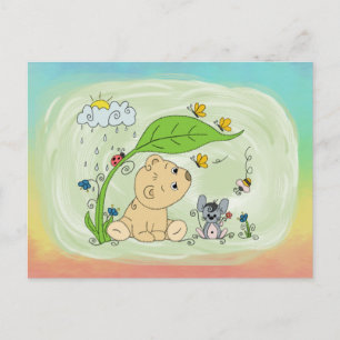 Bärchen im Regen Postkarte