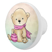 Bärchen mit Ball, rosa Keramikknauf (Rechts)
