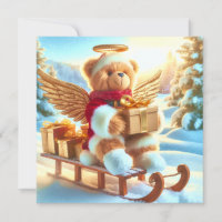 Bärchen Plüschbär auf Schlitten mit Geschenken