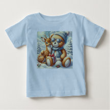 Bärchen Rehkitz im Schnee mit Geschenk