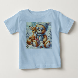 Bärchen Rehkitz im Schnee mit Geschenk Baby T-shirt