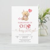 Bärchen süß 1. Geburtstagseinladung Einladung (Stehend Vorderseite)