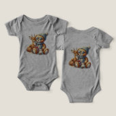 Bärchen und sein Rehkitz im Schnee (Design Vorderseite & Rückseite)