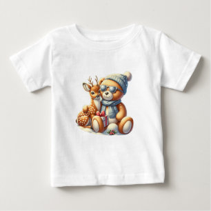 Bärchen und sein Rehkitz im Schnee Baby T-shirt