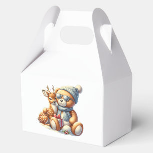 Bärchen und sein Rehkitz im Schnee Geschenkschachtel