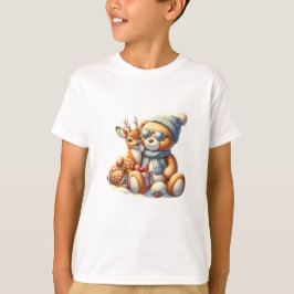 Bärchen und sein Rehkitz im Schnee T-Shirt