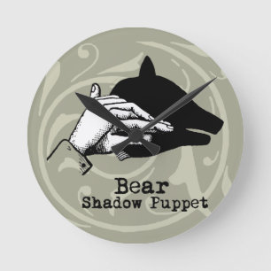 Bärchententakel-Handschatten-Puppe Vintage Runde Wanduhr