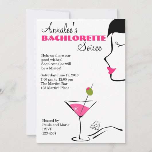 Barchlorette Martini Soiree Einladung (Vorderseite)