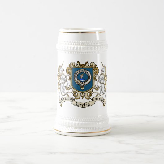 Barclay-Clan-Abzeichen & Einhorn Bierglas (Mittel)