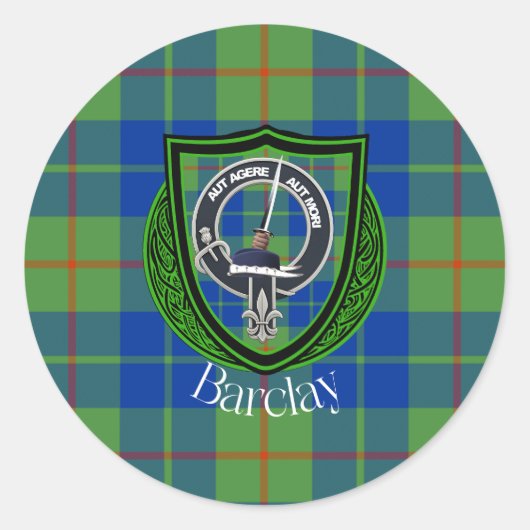 Barclay Scottish Clan Tartan & Crest Runder Aufkleber (Vorderseite)