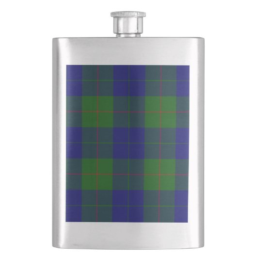 Barclay Tartan Blau grün kariert Flachmann (Vorderseite)