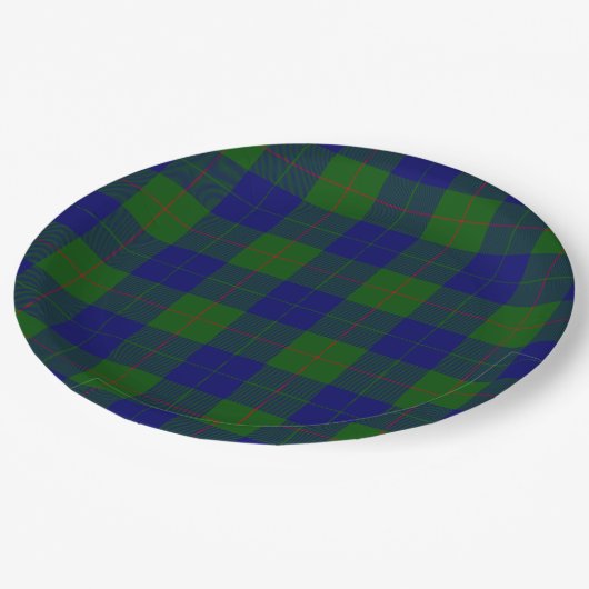 Barclay Tartan Blau kariert Pappteller (Schrägansicht)