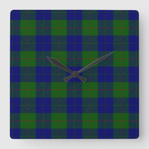 Barclay tartan blue green plaid quadratische wanduhr