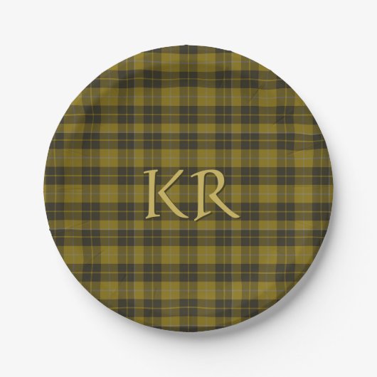 Barclay Tartan mit Ihren Initialen, schottisch Kar Pappteller (Vorderseite)