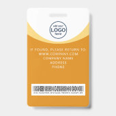 Barcode-Abzeichen für gelbe Visitenkarte Ausweis (Rückseite)