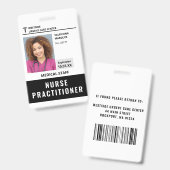 Barcode-Abzeichen für Nurse Practitioner-ID-Foto Ausweis (Vorder- & Rückseite)
