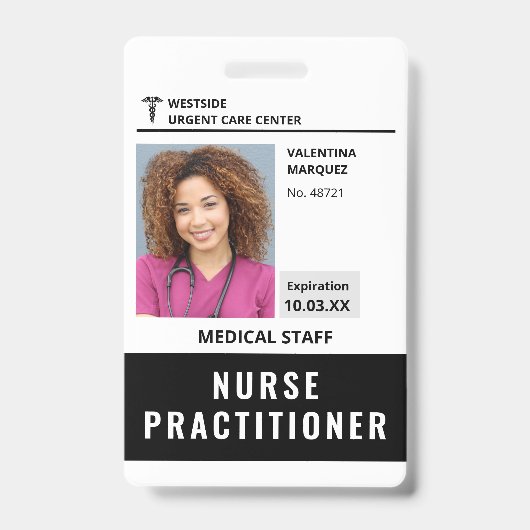 Barcode-Abzeichen für Nurse Practitioner-ID-Foto Ausweis (Vorderseite)