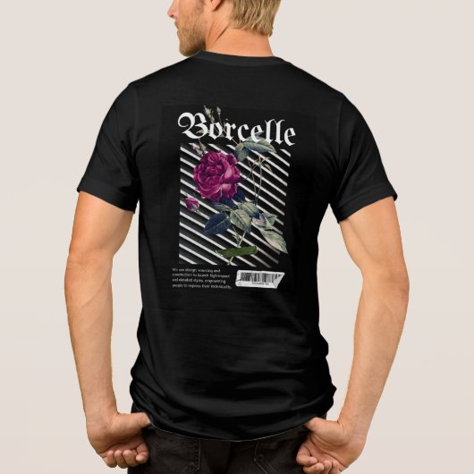 Barcode Bloom - Moderne Rose Tri-Blend Shirt (Rückseite)