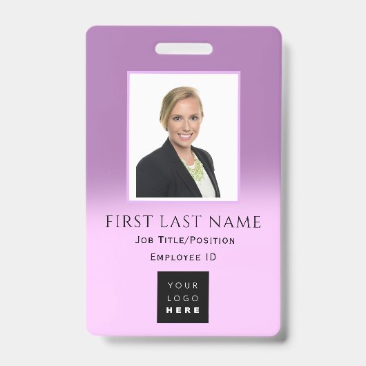 Barcode Foto Name ID Card NURSE Pflege LILA Ausweis (Front)