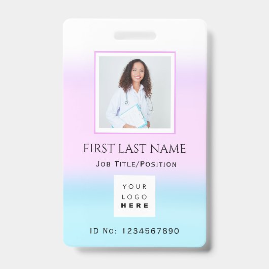 Barcode Foto Nurse Doctor Health Care ID Rosa Ausweis (Front)