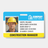 Barcode für das Logo "Baustelle-ID" Blaue Vorlage Ausweis (Vorderseite)