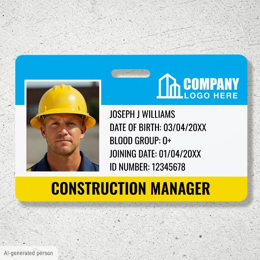 Barcode für das Logo "Baustelle-ID" Blaue Vorlage Ausweis