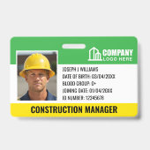 Barcode für das Logo "Baustelle-ID" Grüne Vorlage Ausweis (Vorderseite)