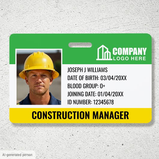 Barcode für das Logo "Baustelle-ID" Grüne Vorlage Ausweis