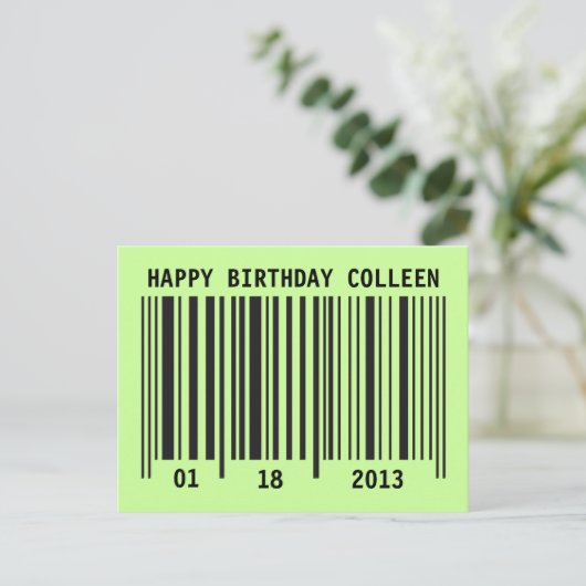Barcode Happy Birthday Postkarte (Stehend Vorderseite)