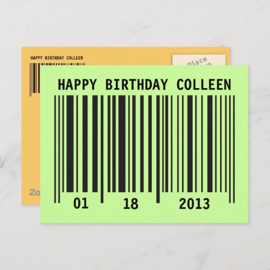 Barcode Happy Birthday Postkarte (Vorne/Hinten)