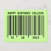 Barcode Happy Birthday Postkarte (Vorderseite)