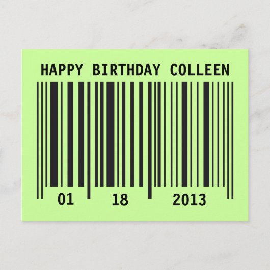 Barcode Happy Birthday Postkarte (Vorderseite)