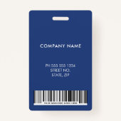Barcode-ID-Abzeichen für blaue Firmenmitarbeiter Ausweis (Rückseite)
