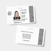 Barcode-ID des Fotos für Mitarbeiter eines benutze Ausweis (Vorder- & Rückseite)