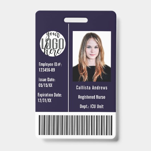 Barcode-ID des Fotos für Mitarbeiter eines benutze Ausweis (Vorderseite)