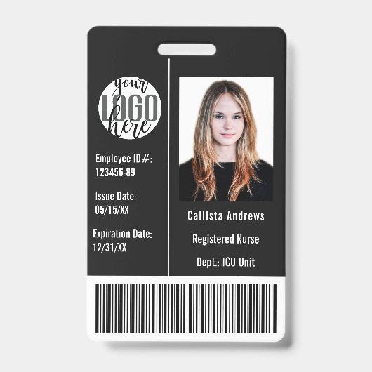Barcode-ID des Fotos für Mitarbeiter eines benutze Ausweis (Vorderseite)