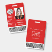 Barcode-ID des Fotos für Mitarbeiter eines benutze Ausweis (Vorder- & Rückseite)
