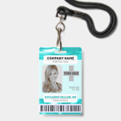 Barcode-ID-Foto-Vorlage Aquamarin grüne Marmornade Ausweis (Vorderseite mit Schlüsselband)