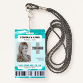 Barcode-ID-Foto-Vorlage Aquamarin grüne Marmornade Ausweis (Vorderseite mit Schlüsselband)