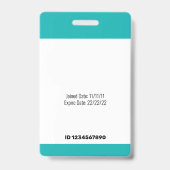 Barcode-ID-Foto Vorlage Aquamarin grünes medizinis Ausweis (Rückseite)
