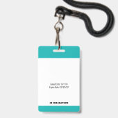 Barcode-ID-Foto Vorlage Aquamarin grünes medizinis Ausweis (Rückseite mit Lanyard)