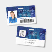 Barcode-ID für das Blue Ink Employee Foto RN Hospi Ausweis (Vorder- & Rückseite)