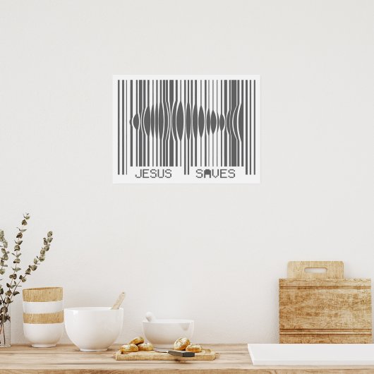 Barcode Jesus Rette Poster (Küche)