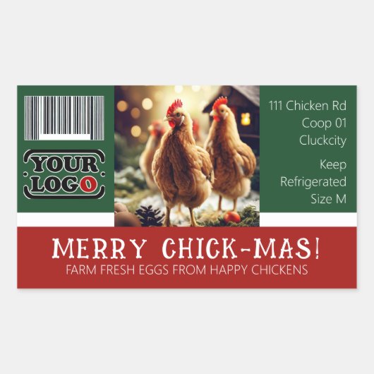 Barcode Logo Weihnachtsspass Eierkarton-Chicks Rechteckiger Aufkleber (Vorderseite)